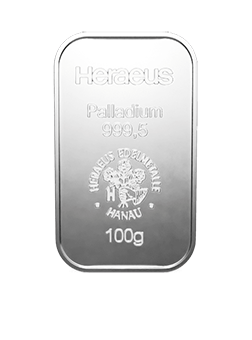 100 Gramm Heraeus Palladiumbarren